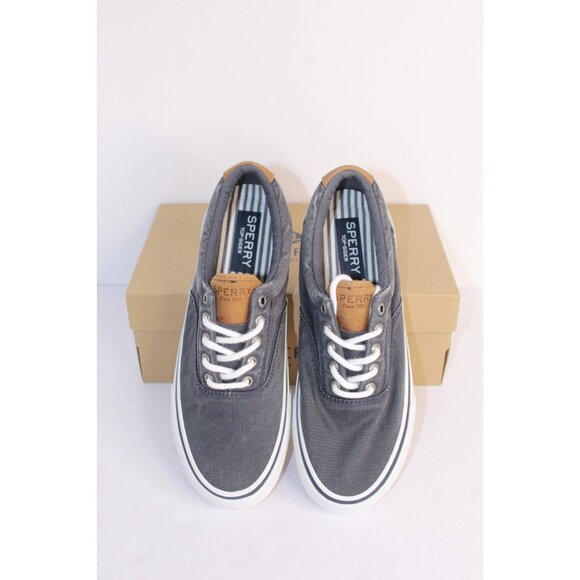Sperry Striper ll, Salt Washed CVO Men's 9 Navy White Canvas Leather Casual NWB - Picture 2 of 10